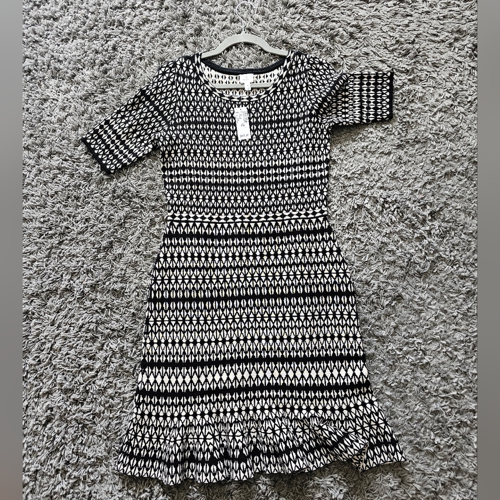 NWT Dress Barn Black and White Patterned Dress